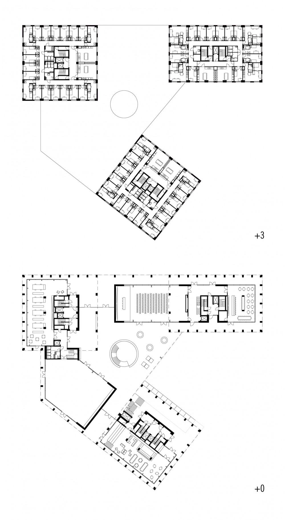 Abscis Architecten - ontwerp gelijkvloerse en derde verdieping - plan Abscis + Archipl